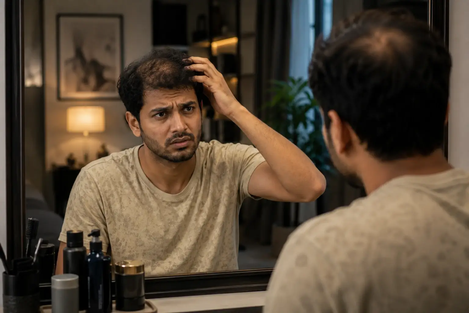 Man dealing with hair thinning